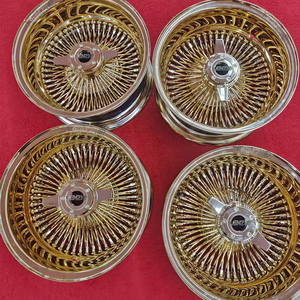 Llantas cromadas 5x114.3, ruedas de radios, ruedas de alambre 13x7, neumáticos de banda blanca, ruedas de alambre - Product Image 1
