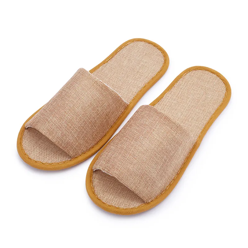 Groothandel Wasbare Eco-Vriendelijke Katoenen Linnen Hotel Gasten Slippers Spa Slippers