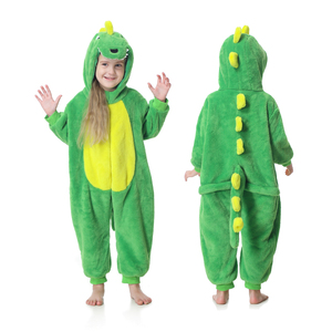TONWHAR tutina Unisex da dinosauro verde con chiusura a cerniera per bambini <span class=keywords><strong>pigiama</strong></span> con cappuccio un pezzo comodo <span class=keywords><strong>pigiama</strong></span> da notte per bambini - Product Image 2