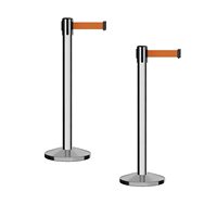 Ceinture de contrôle de foule de sécurité, support de queue de poste, barrière de contrôle de ligne, argent brossé