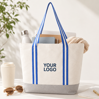 Sacs fourre-tout en toile personnalisés avec logo, vente en gros, couleur contrastée, fond à soufflets, réutilisables, pour la plage, promotionnels, en coton, pour le shopping