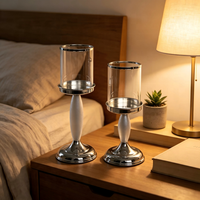 Porte-bougie Hurricane, élégant chandelier à tige haute, bougie pilier en option, taille et finition personnalisables pour table de mariage et décoration intérieure