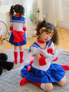 Venta al por mayor de disfraces de actuación infantil de Halloween de cinco piezas Anime juego de rol <span class=keywords><strong>Sailor</strong></span> <span class=keywords><strong>Moon</strong></span> ropa para niños - Product Image 3