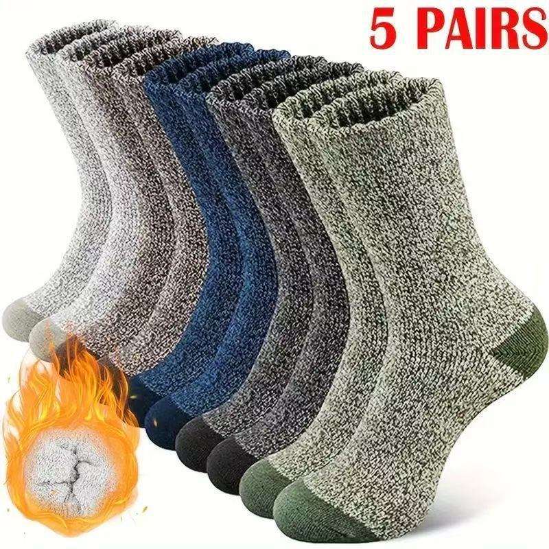 Winter Plush Terry Fleece Thick Crew Socks for Men Women-Cozy Thermal Hiking Snow Boots Mid-Calf Ribbed Anti-Slip Antibacterial