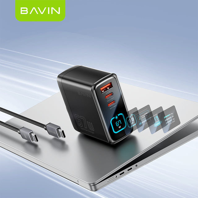 BAVIN Multiple Data Smart Display PC2197 PD 67W Type C Port Fast Charging GaN Charger