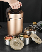 Marmite isotherme en acier inoxydable 304 à 3 couches avec grande capacité, pour étudiants, adultes, employés de bureau, boîte à lunch portable