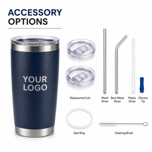 Custom Logo 20oz Vacuum Insulated Tumbler Stainless Steel Double Wall Travel Mug with Straw for <b>Hot</b> and Cold Beverages Daily - Product Image 5