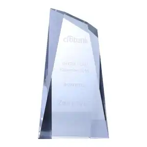 Customized Creative Iceberg Type K9 Crystal Trophy Engraved Irregular Transparent Glass Plaque for Business Gift