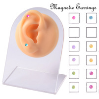 Lot de 12 boucles d'oreilles magnétiques pour tragus, cartilage, lèvre, labret – Non-percées, à clipser