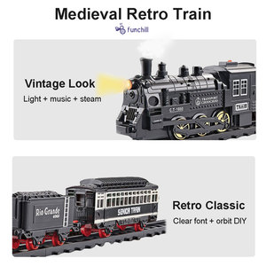 <span class=keywords><strong>Locomotora</strong></span> Clásica de <span class=keywords><strong>Juguete</strong></span> con Vagón de Carga, Vías de Tren, Tren de <span class=keywords><strong>Vapor</strong></span> con Luz y Música para Niños - Product Image 3