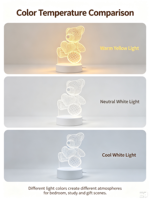 Lampe Led à illusion 3D en acrylique, lumière USB à 3 couleurs, contrôle par bouton, veilleuse à intensité variable, décoration de chevet et de bureau