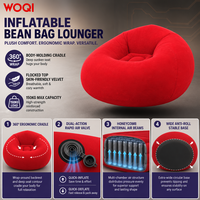 Fauteuil pouf gonflable WOQI portable, super doux et pliable, pour salon, terrasse et jardin