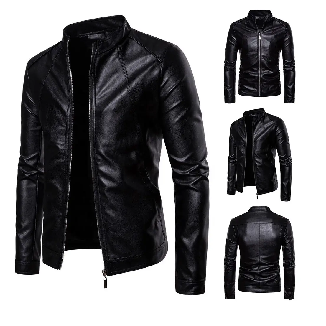 Fashion Designs Boys Classic Biker Jacket Motorcycle Pu Faux Leather Jacket for Mens blazer masculino slim fit Leather Coat