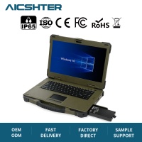 15,6 inch robuuste laptop industriële computer groen IP65 waterdicht voor buitengebruik aanpasbare I/O Wi-Fi 6 Bluetooth 5.2