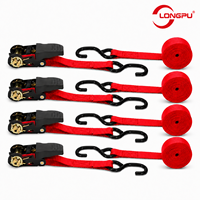 Sangle à cliquet de 25 mm avec crochet en S noir enduit, sangle de fixation de cargaison pour camion