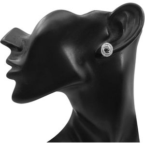 Ornaatis Diamond Stud <b>Earrings</b> 1.52 Cttw Round Cut White And Black Fancy Dark 10K Solid White Gold Screw <b>Back</b> - Product Image 3