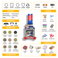 Medalla de Maratón Personalizada de Aleación de Zinc, Esmalte Suave 3D, Premio Deportivo para Corredores, Chapada en Oro con Cinta Personalizada