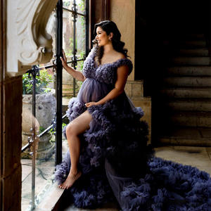 For Foreign Trade Maternity Off-Shoulder 100% Cotton Floor-Length Crystal Evening <strong>Wedding</strong> <strong>Dress</strong> Bride Tulle <strong>Pregnancy</strong> <strong>Dress</strong> - Product Image 3