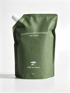 Bolsa de Embalaje Personalizada de 1 Litro Recargable para Jabón de Manos Espumoso, Bolsa con Boquilla Vertical para Detergente Líquido - Product Image 1
