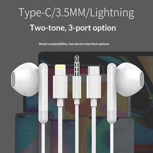 Écouteurs intra-auriculaires à transducteur dynamique <span class=keywords><strong>avec</strong></span> cordon de 1,2 m, commande intégrée, compatibles OEM, connecteurs Type-C, <span class=keywords><strong>Lightning</strong></span> et jack 3,5 mm - Product Image 3