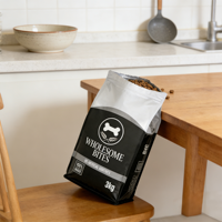 Sacs d'emballage pour friandises pour animaux de compagnie de qualité alimentaire, finition brillante, résistants à l'humidité, fond plat, fermeture éclair