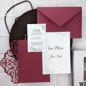 Échantillon <span class=keywords><strong>Gratuit</strong></span> : Cartes d'Invitation de <span class=keywords><strong>Mariage</strong></span> Pliables en Trois Volets, Cartes de Vœux Découpées à la Main, Cartes de <span class=keywords><strong>Mariage</strong></span> Personnalisées <span class=keywords><strong>avec</strong></span> Enveloppe - Product Image 1