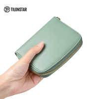 Jual obral Logo kustom dompet tempat kartu kulit ramping dompet kartu tempat kartu kredit untuk wanita