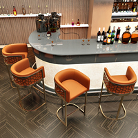 Tabouret de bar moderne de luxe en nid d'abeille, chaise haute pour îlot de cuisine, chaise de bar en métal doré