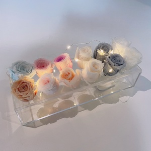 Caja de Flores Acrílica Moderna Transparente, Rosas Eternas Preservadas, Almacenamiento de Ramos, Decoración de Regalo Personalizable para San Valentín - Product Image 1