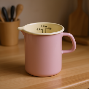 ถ้วยตวงเคลือบสีชมพู 0.5 ลิตร สำหรับใช้ในครัว - Product Image 3