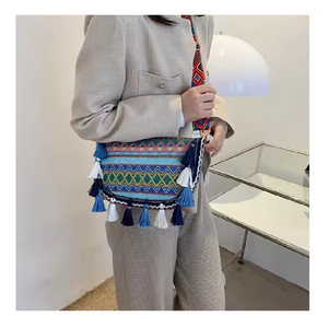 Transferencia directa de fábrica India hecho a mano patrón geométrico bohemio con cuentas bolso de mano de noche elegante suave de gran capacidad - Product Image 3