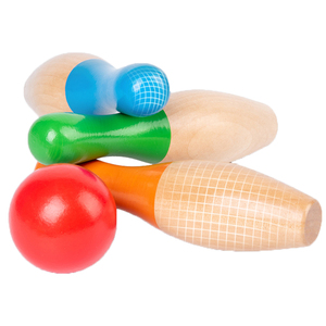 Juego de bolos de patio de madera para familiares y amigos para niños y adultos, bolos y bolas de madera dura para diversión en el patio trasero - Product Image 4