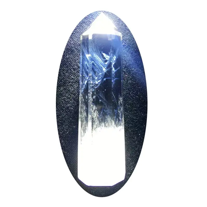Venta al por mayor hermosa aguja azul refinado feng shui adivinación blanco transparente de cristal