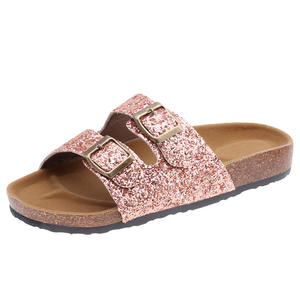 Pantuflas Infantiles de Verano, Sandalias de Playa con Lentejuelas Brillantes, Sandalias para Padres e Hijos, Niños y Niñas, <span class=keywords><strong>Chanclas</strong></span> con Doble Botón, Pantuflas de Corcho - Product Image 5