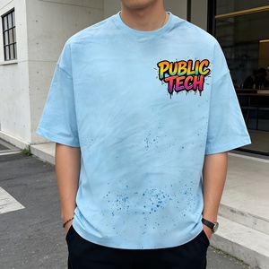 Camiseta de Hombre de Lujo Personalizada OEM de Alta Gama, 230GSM, con Estampado de Serigrafía Monkey Wash, Diseño de Graffiti con Tinta Salpicada y Dibujo a Mano - Product Image 3