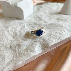 Dylam Grandiose Female Rock and Rock <b>Silver</b> Open <b>Ring</b> Blue Stone <b>Adjustable</b> Size Sterling <b>Silver</b> 925 Finger Chunky Lava <b>Rings</b> - Product Image 6