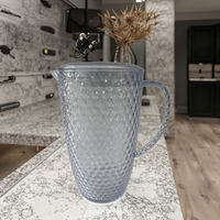 Pichet à eau en plastique transparent en gros avec couvercle en PS, logo personnalisé, bouilloire certifiée CE/UE, style contemporain, écologique