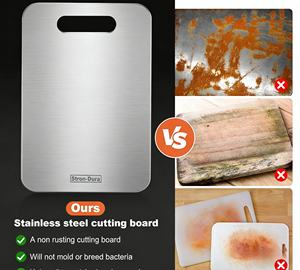 Tabla de Cortar de Acero Inoxidable 201 Serie <span class=keywords><strong>Fusion</strong></span>, Superficie Plana Moderna para Cocina, Resistente, Fácil de Limpiar, Superficie Lisa - Product Image 2