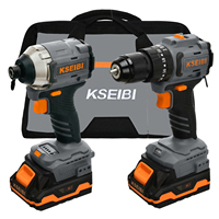 Kit combiné d'outils électriques KSEIBI, 2 outils, perceuse à percussion sans fil 20V, perceuse-visseuse sans fil, alimentée par batterie, type A, prise hexagonale 1/4