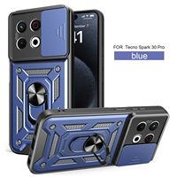 Étui robuste pour téléphone Tecno Spark 50/40/30/pro5G, en PC, anti-chute, avec support circulaire, protection de l'objectif de l'appareil photo coulissant