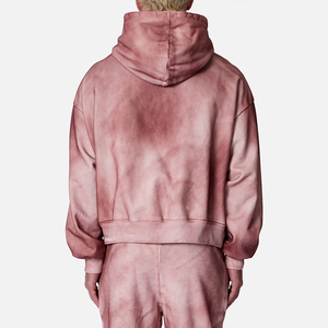 Custom cotton fleece Dirty Washed Hood Pullover Sweatshirts Hip Hop Design Men's Vintage Hoodie Factory Wholesale - Product Image 5