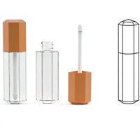 Contenant de brillant à lèvres de luxe 2,5 ml, emballage cosmétique en plastique pentagonal personnalisé pour rouge à lèvres, design irrégulier