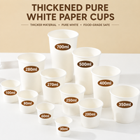 Gobelets en papier jetables biodégradables à paroi simple, revêtement PE de qualité alimentaire, blanc pur, plusieurs tailles, pour boissons froides et chaudes, écologiques