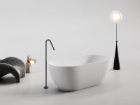 Baignoire autoportante en pierre artificielle à particules, finition mate, ovale arrondie, baignoire de luxe pour la maison, l'hôtel, la villa, la salle de bain