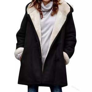 Nouveau <span class=keywords><strong>manteau</strong></span> pour femmes à col en <span class=keywords><strong>peluche</strong></span> avec poche - Product Image 4