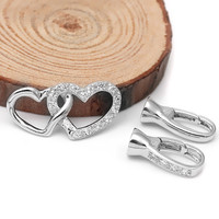 XD S1195 Fermoirs de homard en argent sterling 925 Fermoir de bijoux avec capuchon de cordon d'extrémité fermoirs de collier de coeur en argent