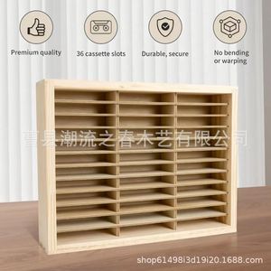Simple wooden multi-layer CD storage box, home desktop wooden <b>record</b> organizer, <b>standing</b> solid wood CD display rack - Product Image 1
