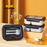 Boîte à Bento en plastique PP pour enfants, pièces, 3 compartiments, boîte à Lunch réutilisable avec couverts