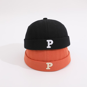 P Letter Baseball Cap Cotton Unisex Sunscreen Windproof Insect Repellent Orange Black - Product Image 1