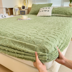 Sábanas <span class=keywords><strong>de</strong></span> <span class=keywords><strong>Cama</strong></span> <span class=keywords><strong>de</strong></span> Felpa Jacquard Cálidas <span class=keywords><strong>de</strong></span> Fábrica, Sábana Ajustable Transpirable <span class=keywords><strong>de</strong></span> Coral <span class=keywords><strong>para</strong></span> Invierno, Protector <span class=keywords><strong>de</strong></span> Colchón Suave - Product Image 3